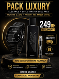 a// PACK LUXURY CASIO FULL BLACK avec la boite + 10 Ml YSL MYSELF